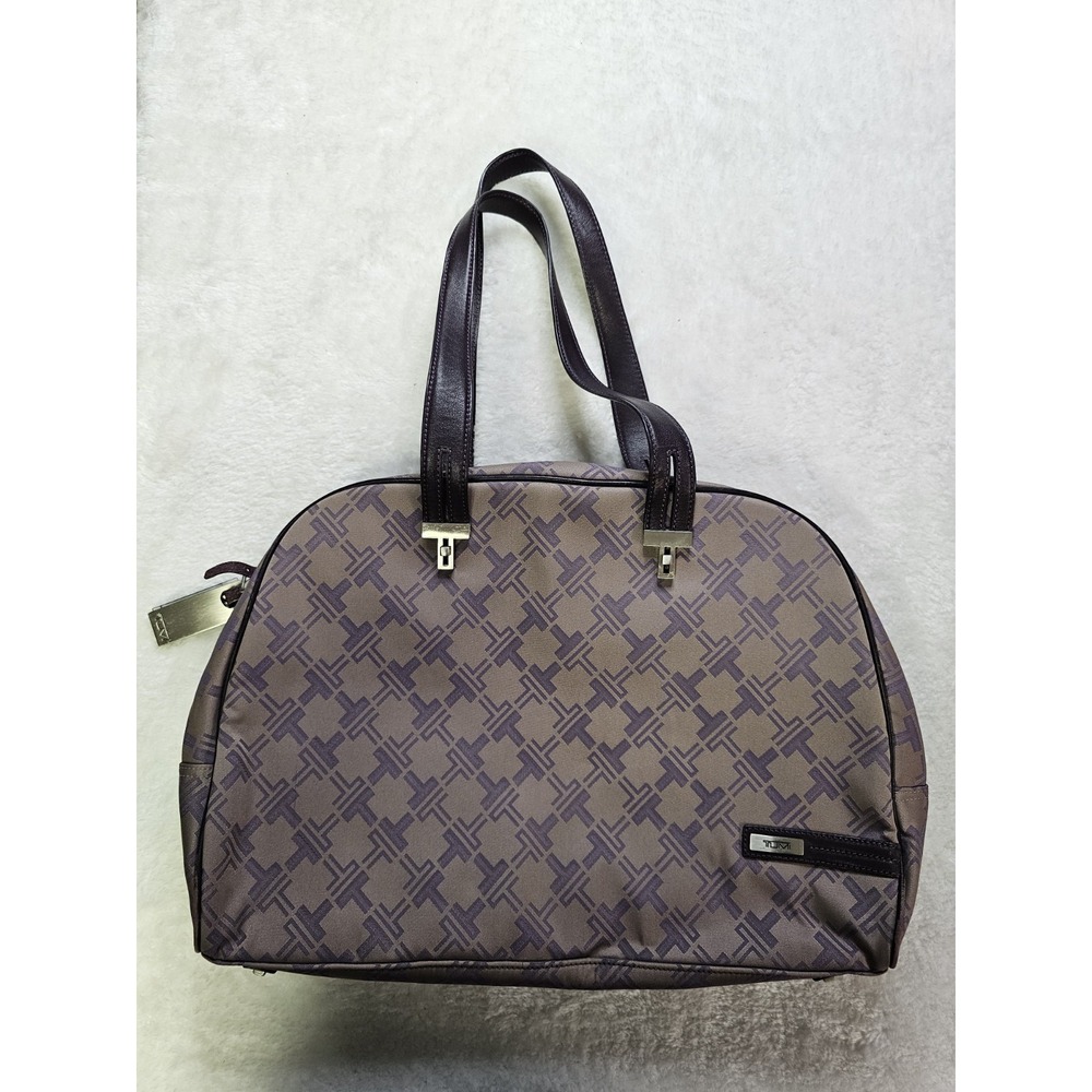 Tumi Purple & Silver Tote Travel Bag Brief Case Laptop Case Shoulder Straps